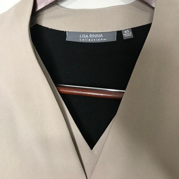 Women's Lisa Rinna Collection V-Neck Tunic Blouse Beige Taupe Black Size XS - Picture 3 of 6